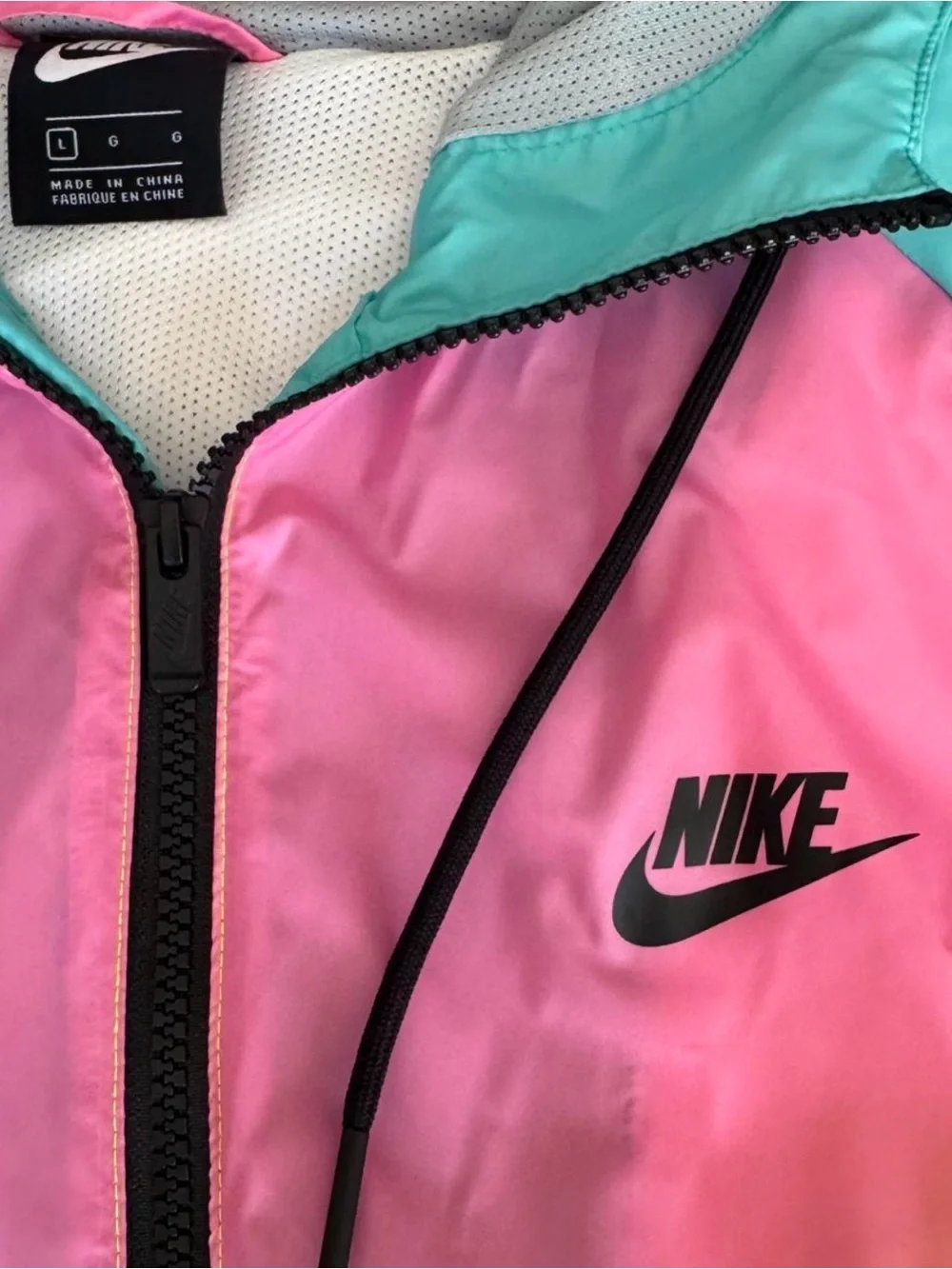 Nike men’s Heritage Windrunner Men's zip breaker Jacket neon yellow pink Sz L